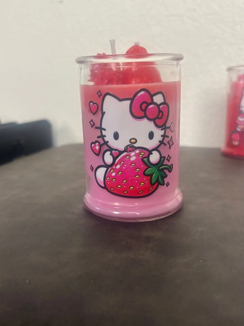Hello Kitty Red and Pink Strawberry Party Candles - Set of 3